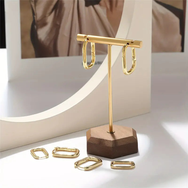 6 Pcs Elegant Simple Geometric Square Earrings
