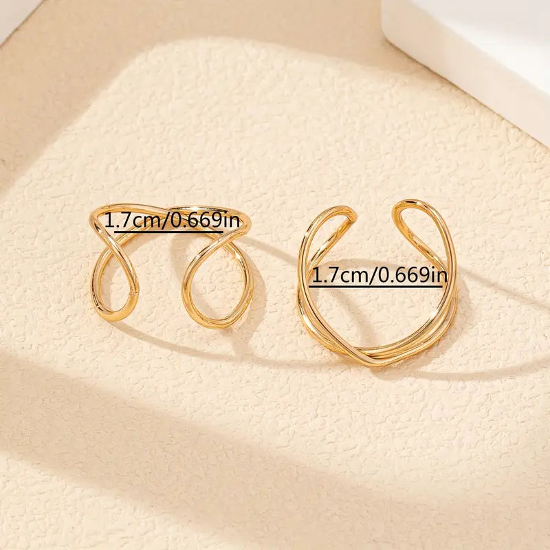 2 Pcs set Adjustable Size Metal Cross Hollow
