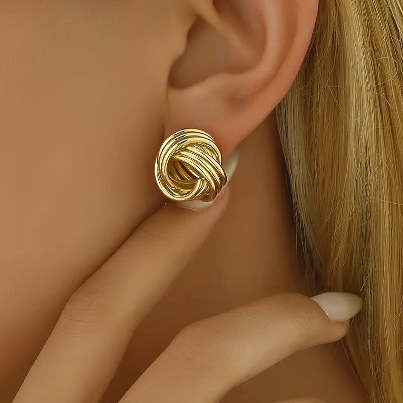 Twist Yarn Ball Shaped Earrings