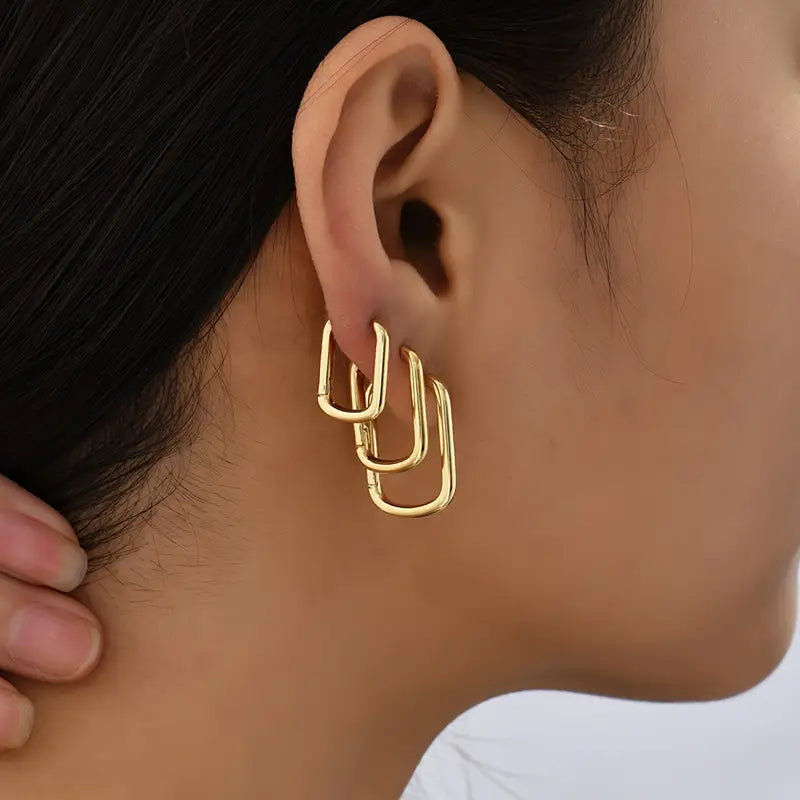 6 Pcs Elegant Simple Geometric Square Earrings