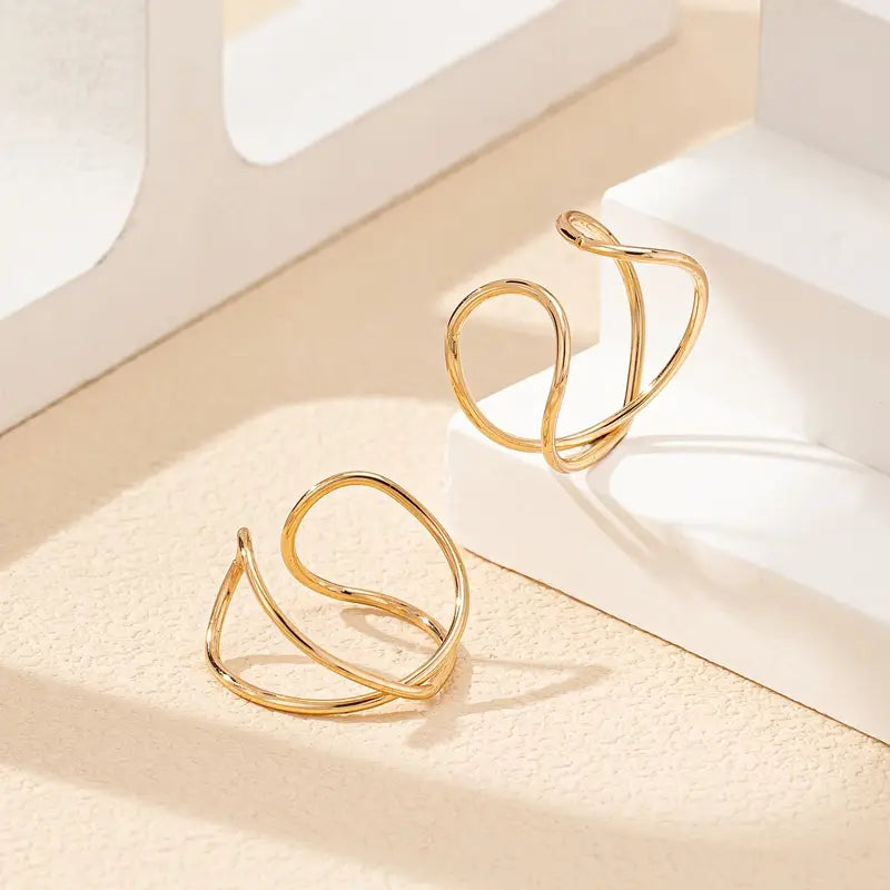 2 Pcs set Adjustable Size Metal Cross Hollow