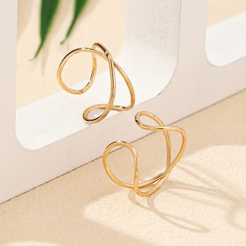2 Pcs set Adjustable Size Metal Cross Hollow