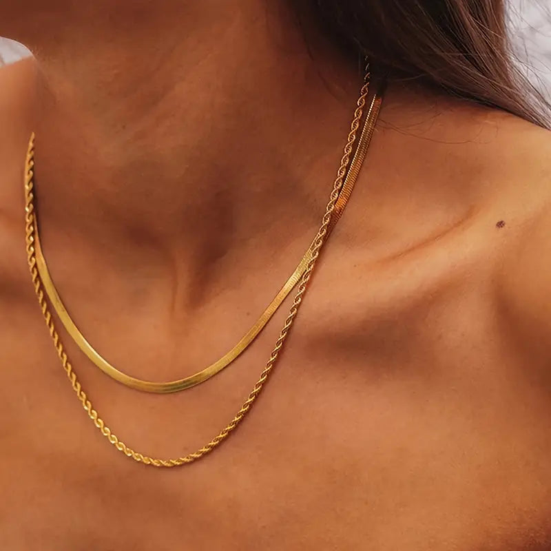 pcs Set Elegant 18K Gold Plated Layered Necklaces – Lamar Jewelry