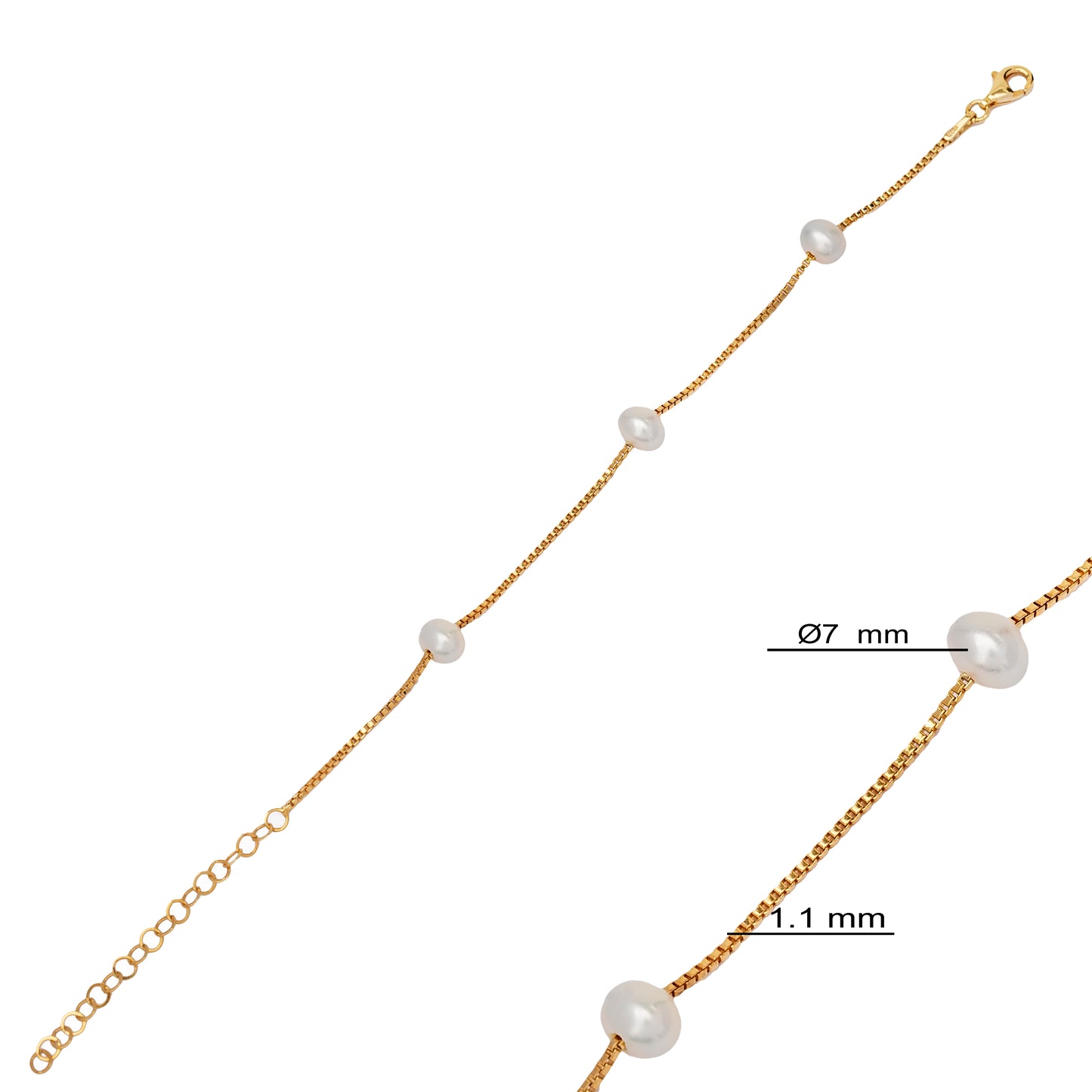 Round Cut Pearl Design Box Bracelet