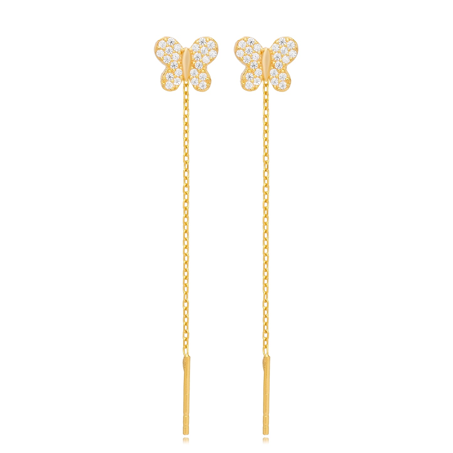 Butterfly Design Zircon Stone Threader Earrings