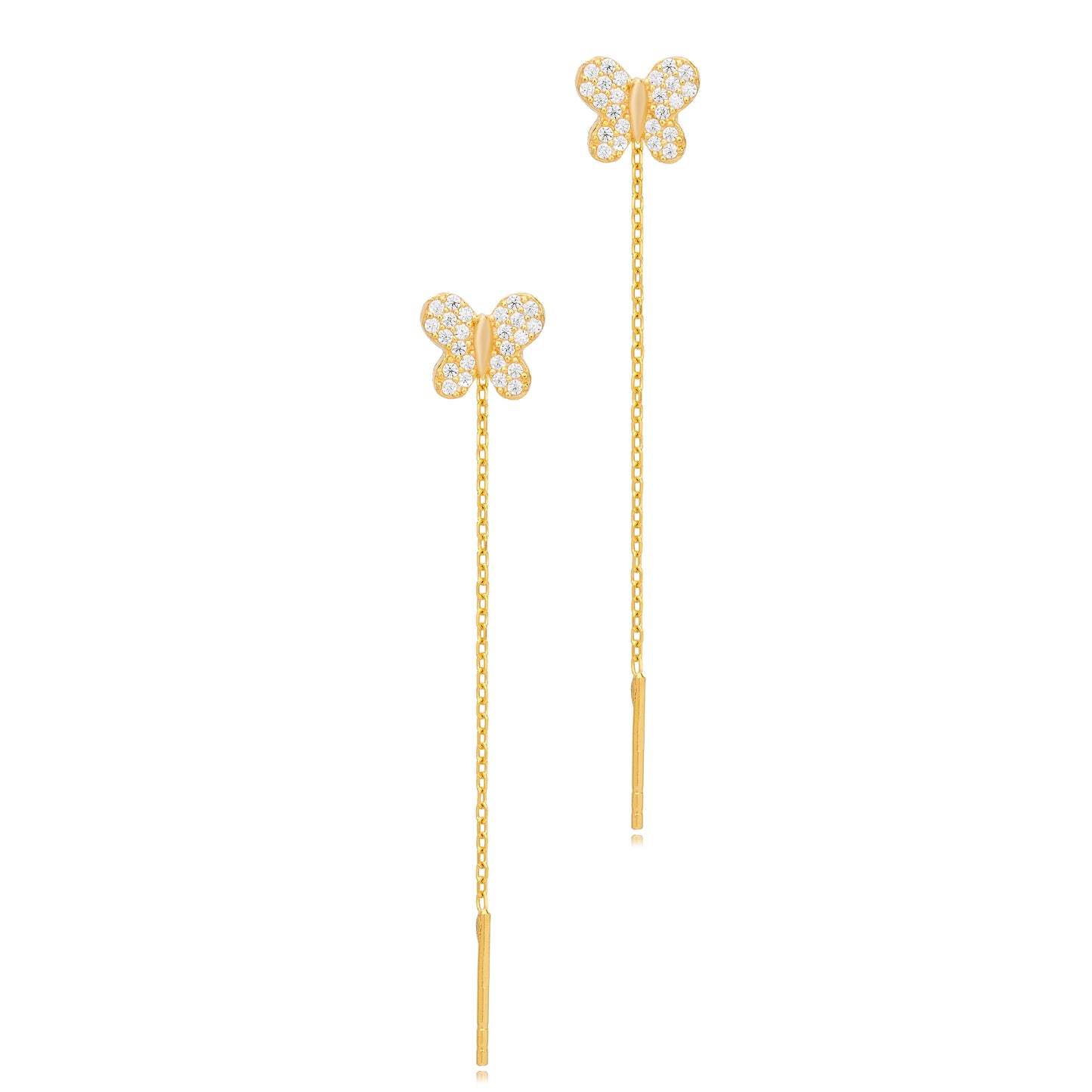 Butterfly Design Zircon Stone Threader Earrings