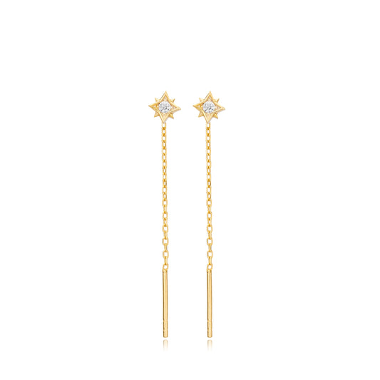 Shiny Zircon Geometric Shape Threader Earrings