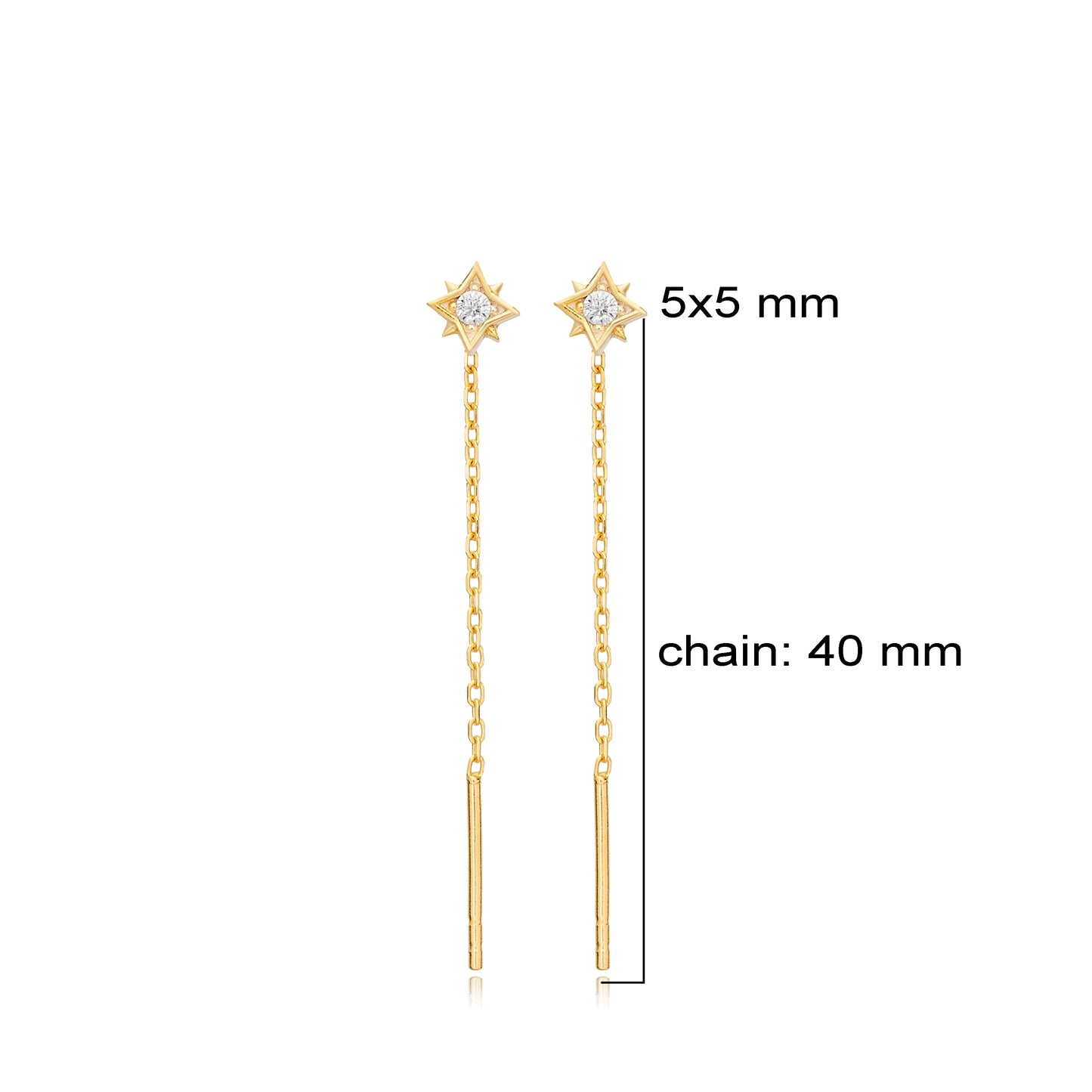 Shiny Zircon Geometric Shape Threader Earrings