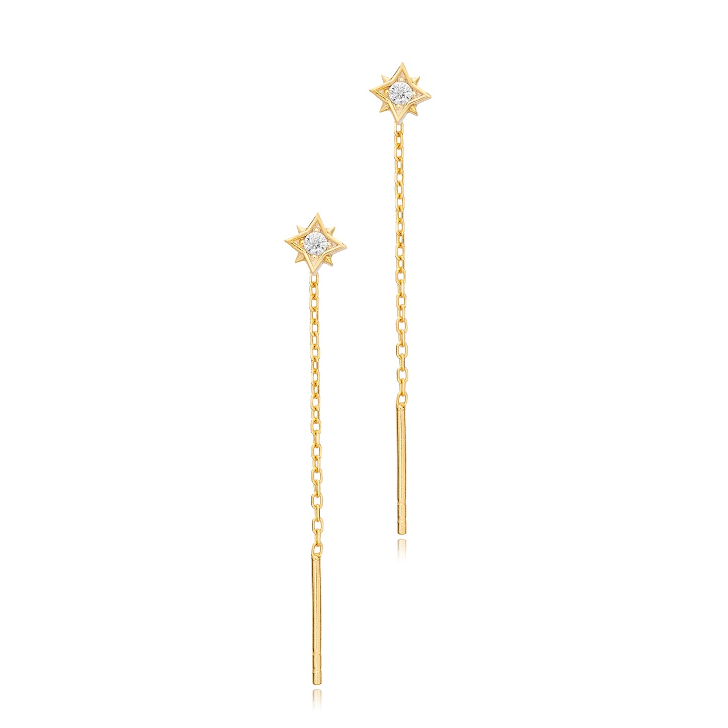 Shiny Zircon Geometric Shape Threader Earrings