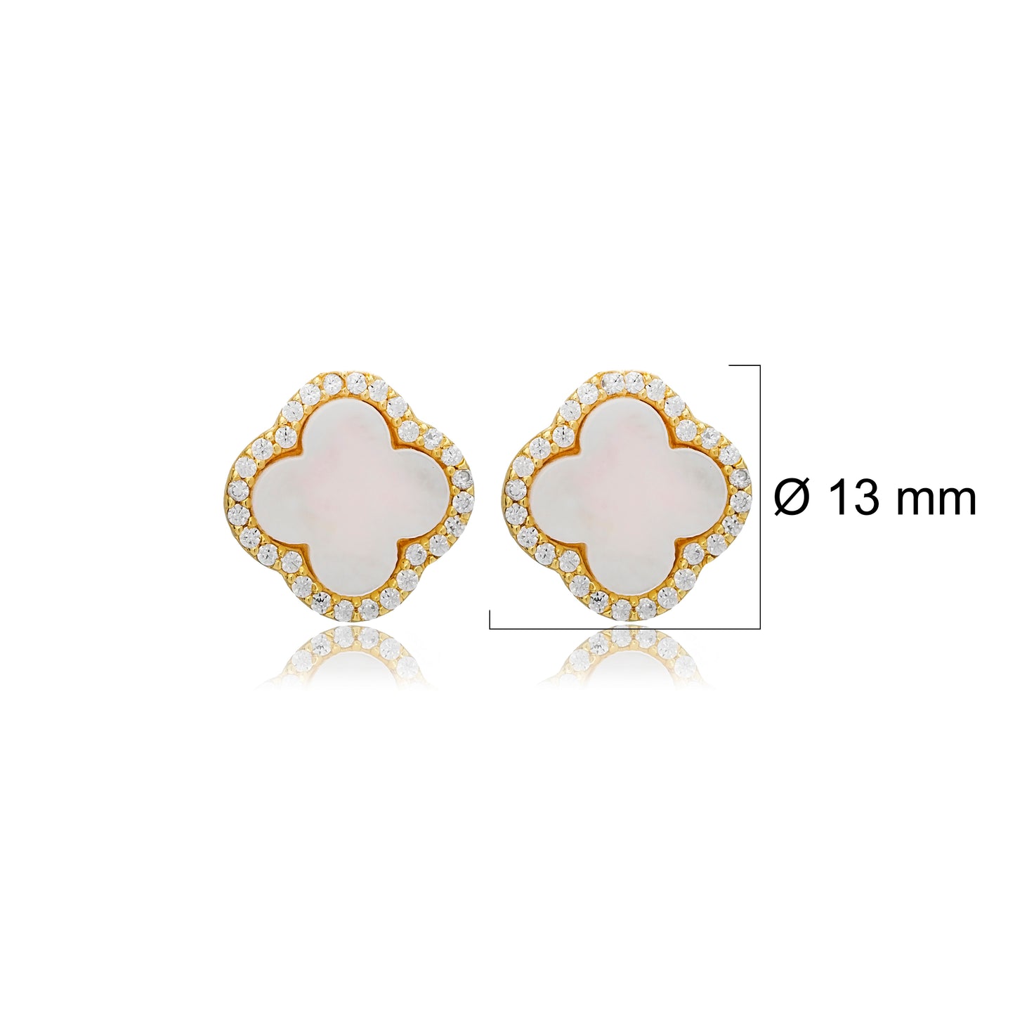 Clover Mother of Pearl Design Zircon Stone Earrings
