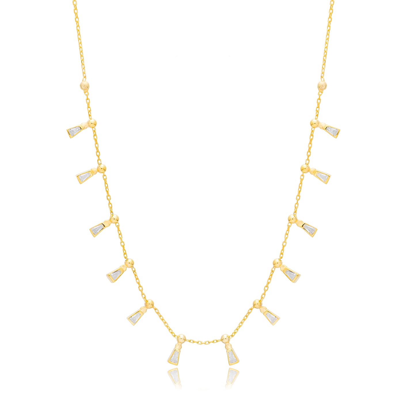 Shiny Baguette Stone Shaker Necklace