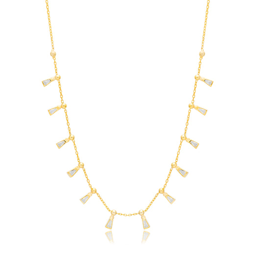 Shiny Baguette Stone Shaker Necklace