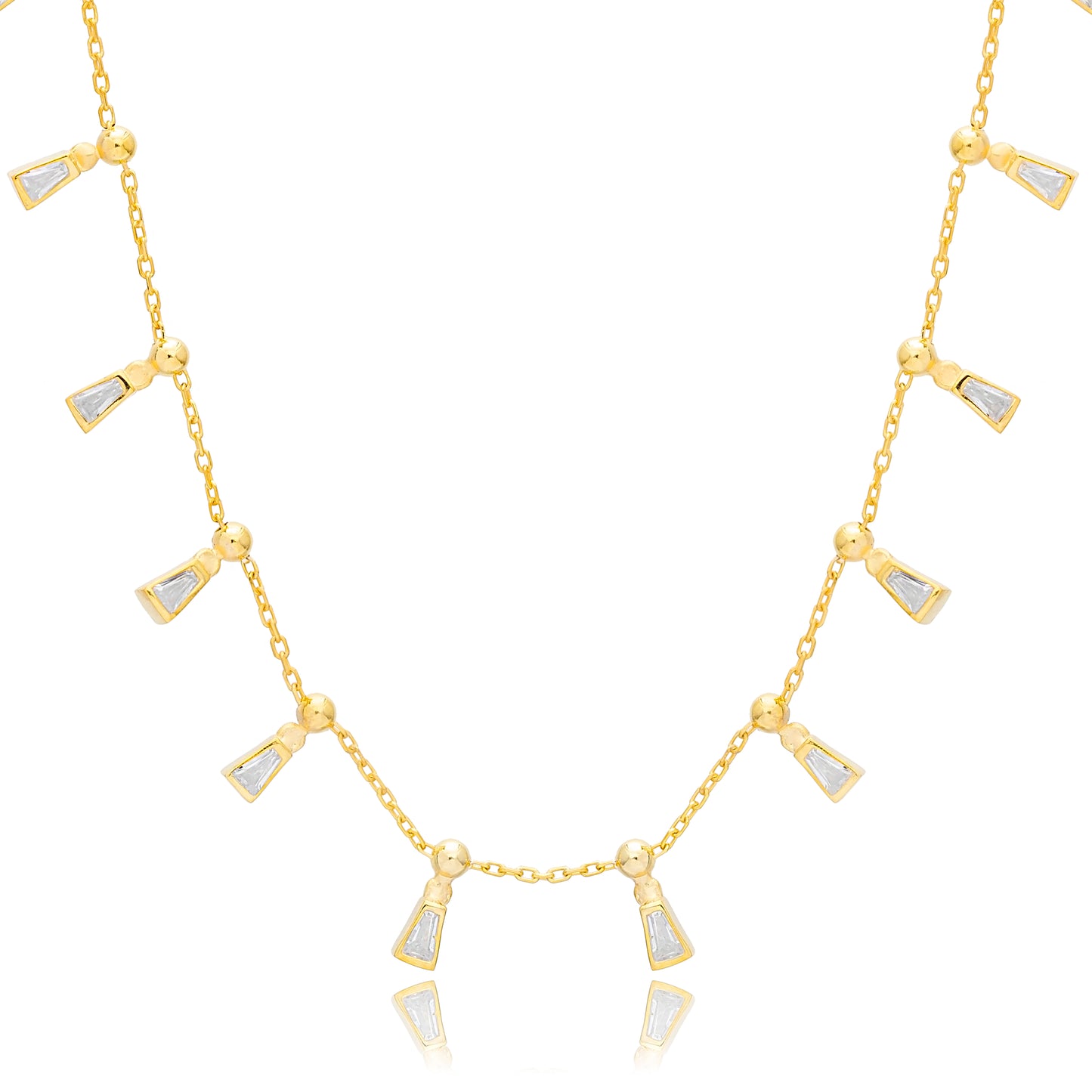 Shiny Baguette Stone Shaker Necklace