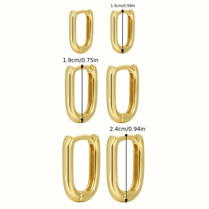 6 Pcs Elegant Simple Geometric Square Earrings