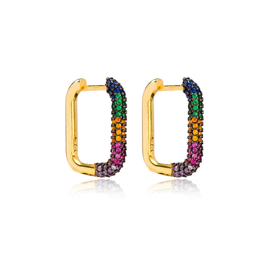 Mix Stones Elegant Square Earrings