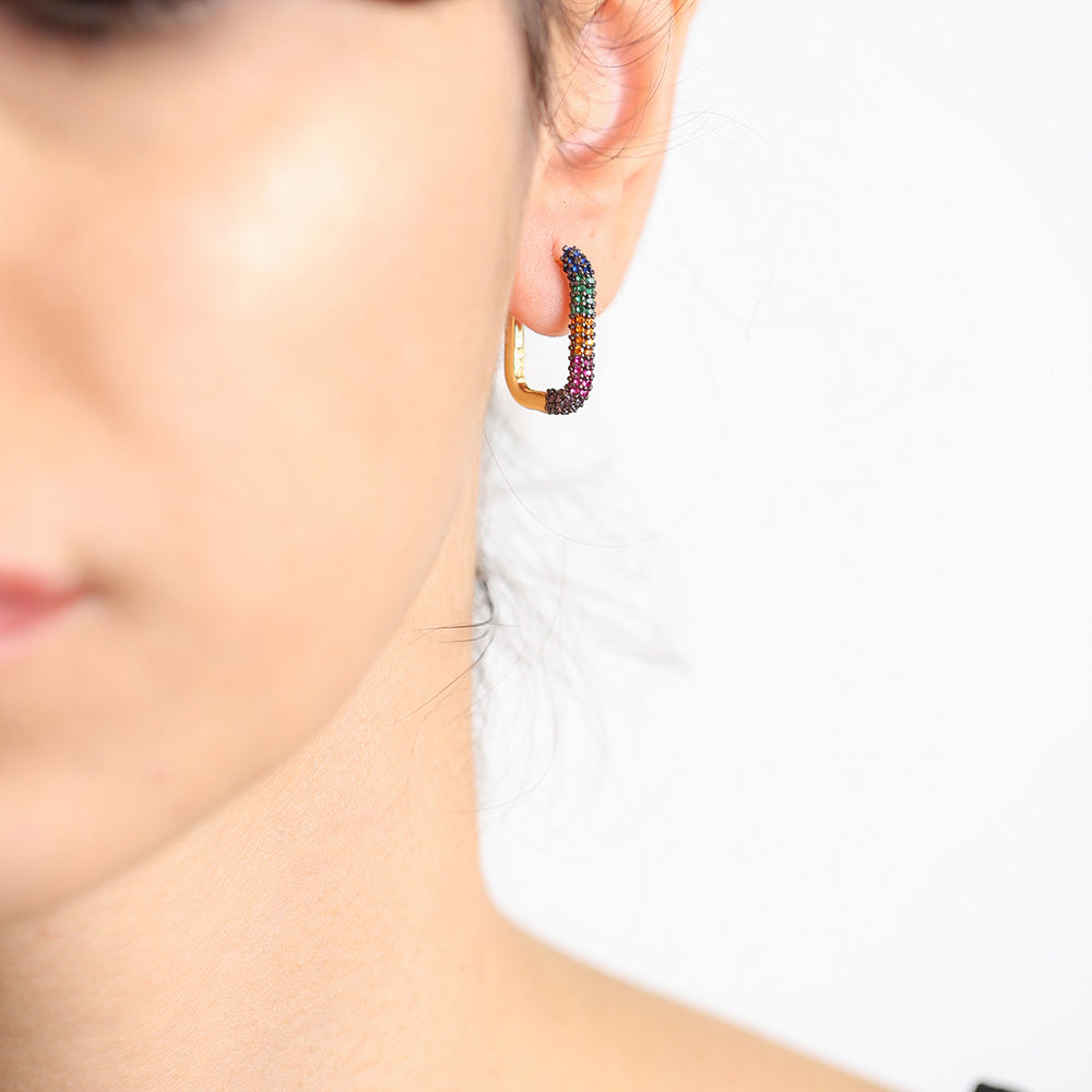 Mix Stones Elegant Square Earrings