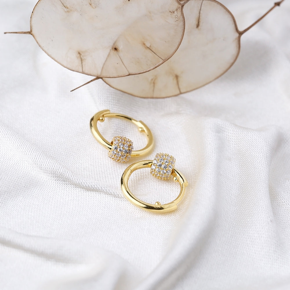 Hoop Earrings with Round Charm