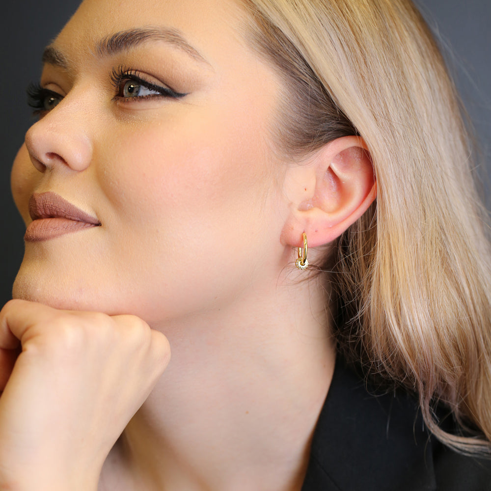Hoop Earrings with Round Charm
