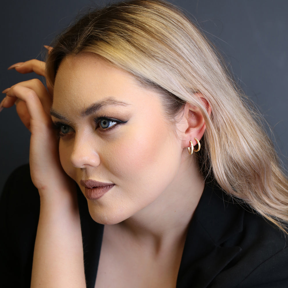 Ø18 mm Zircon Stone Hoop Earrings