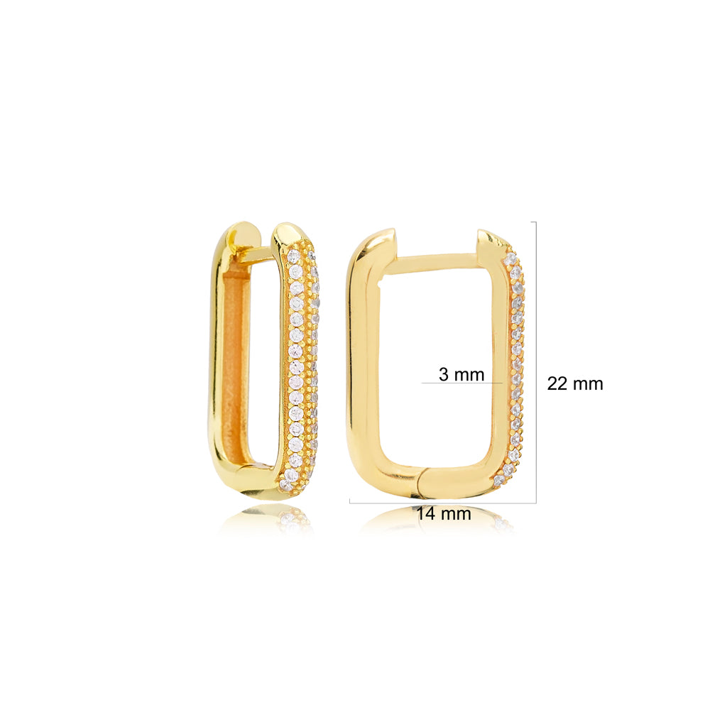 White Stones Elegant Square Earrings