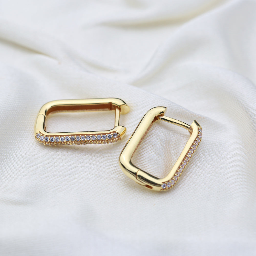 White Stones Elegant Square Earrings