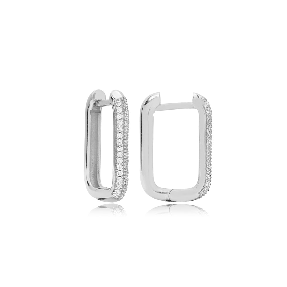White Stones Elegant Square Earrings