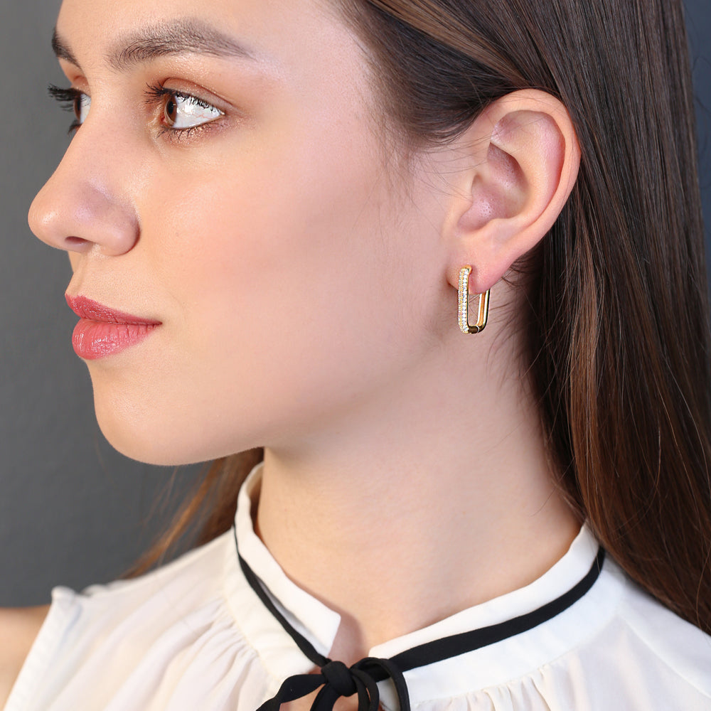 White Stones Elegant Square Earrings