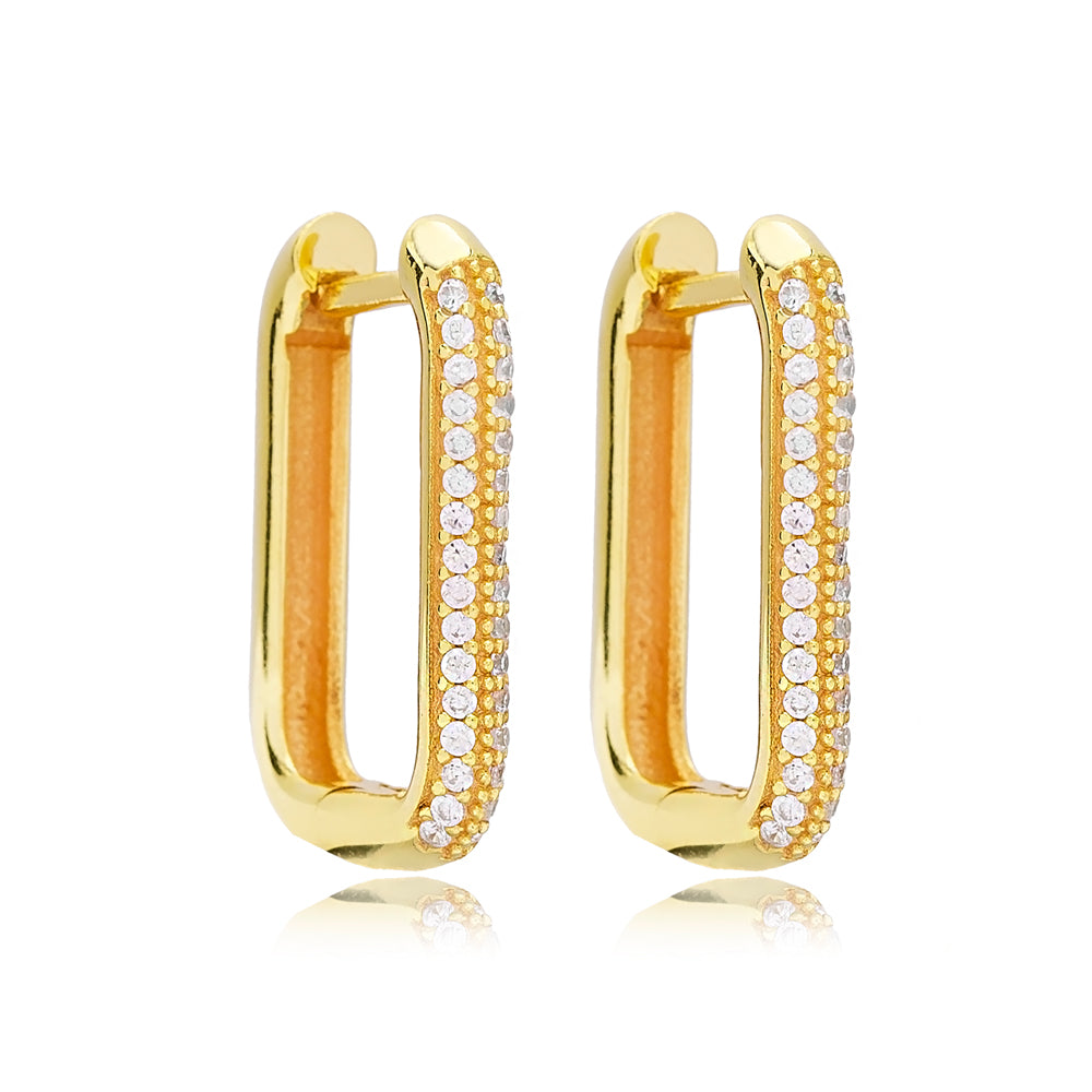 White Stones Elegant Square Earrings