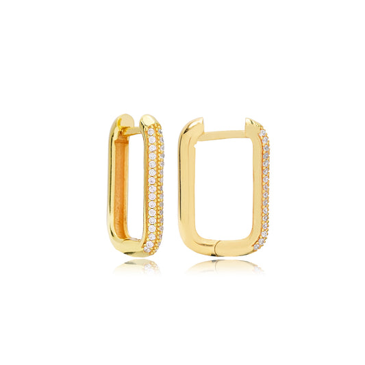 White Stones Elegant Square Earrings