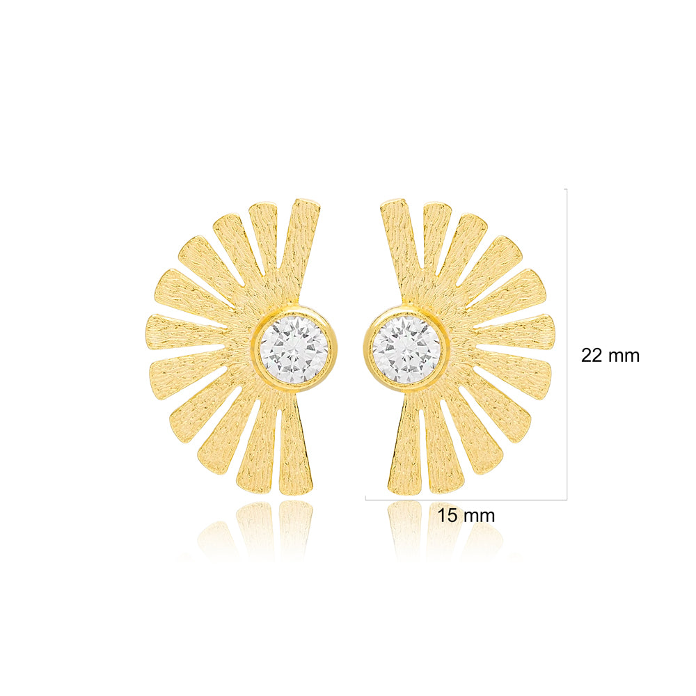 Fan Shaped with Zircon Stone Earrings