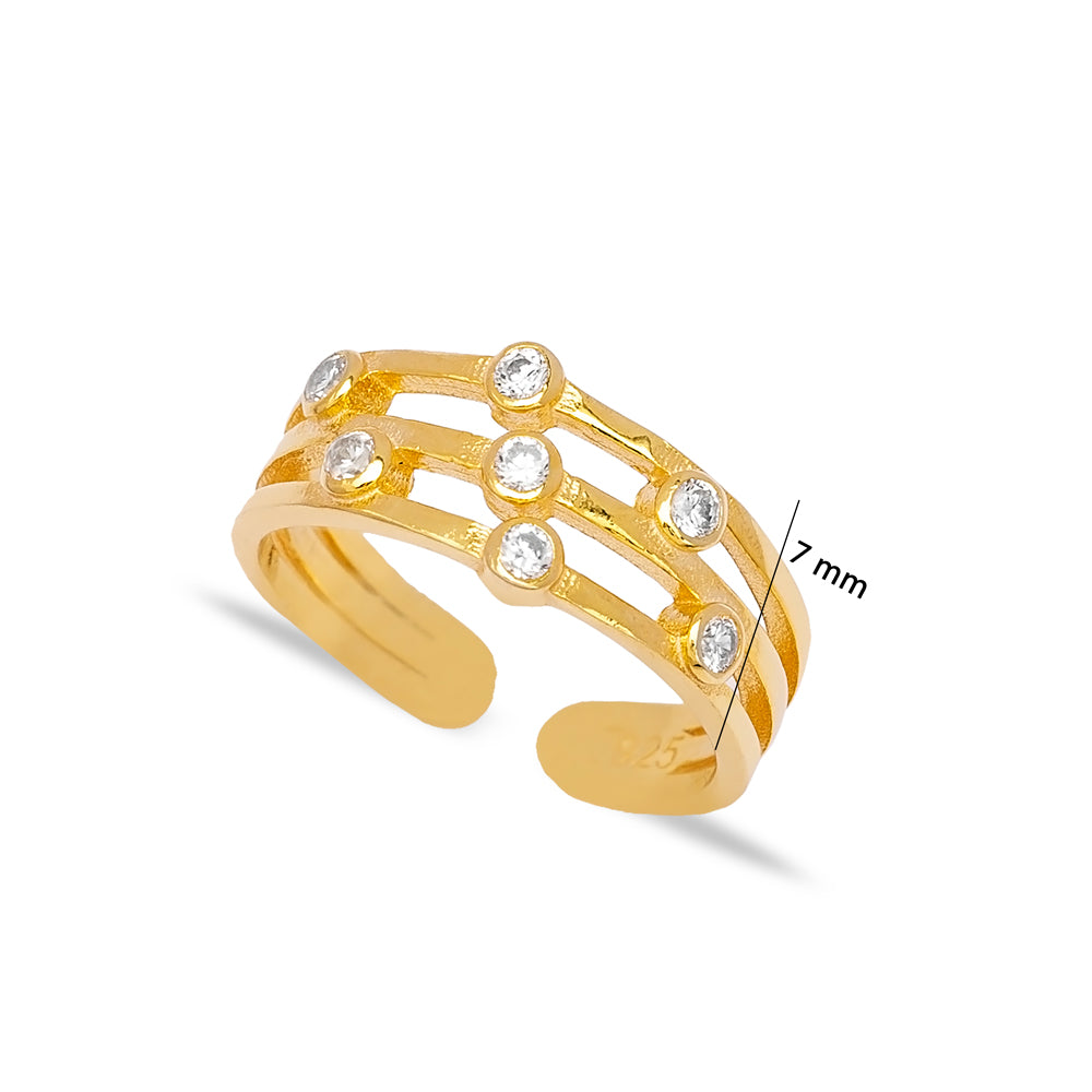 Three Lines Elegant Zircon Stone Adjustable Ring