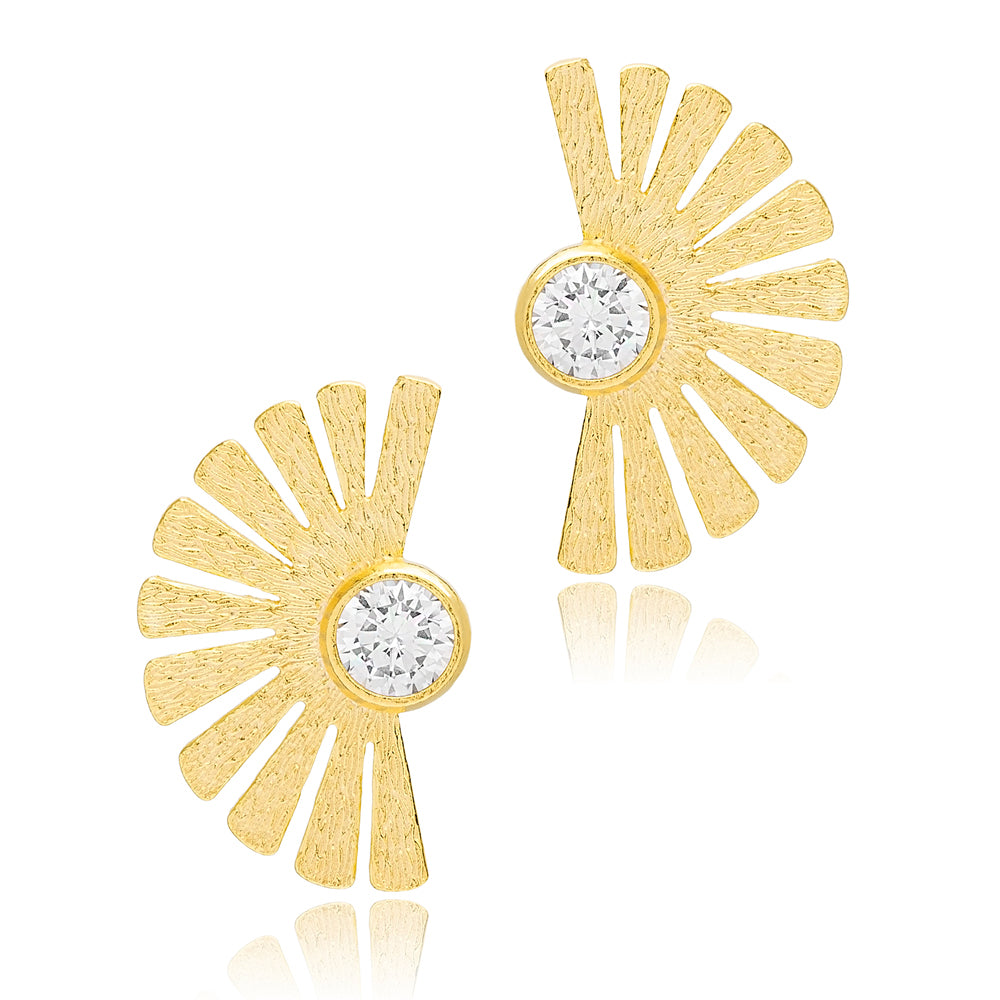 Fan Shaped with Zircon Stone Earrings