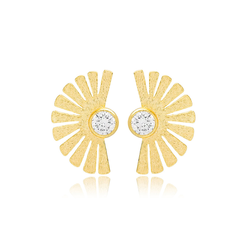 Fan Shaped with Zircon Stone Earrings