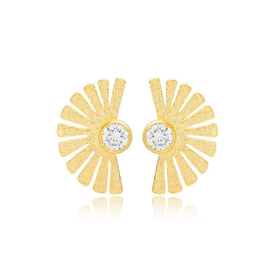 Fan Shaped with Zircon Stone Earrings