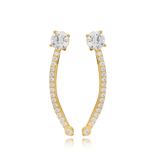 Cuff Earrings with Zircon Stone