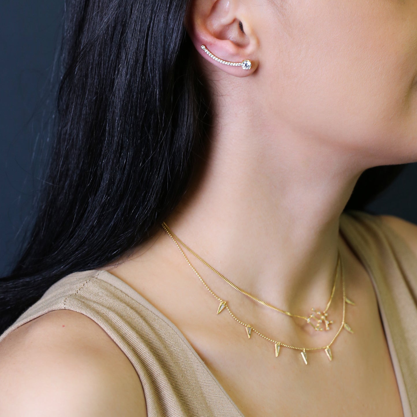 Cuff Earrings with Zircon Stone