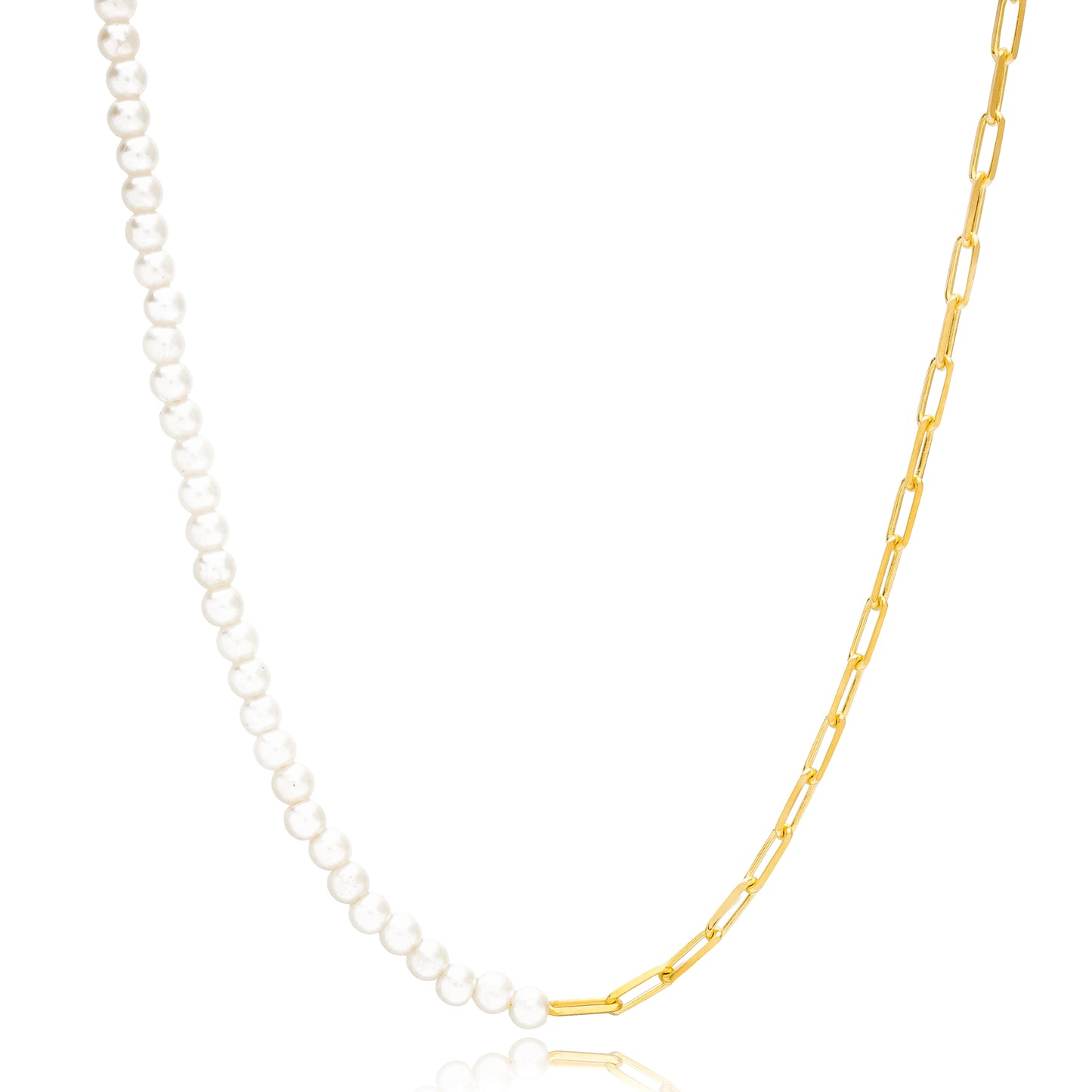 Half Chain and Half Pearls Necklace