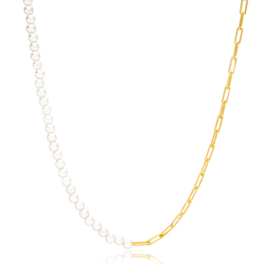Half Chain and Half Pearls Necklace