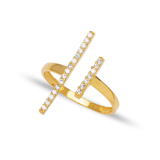 Bars Design Zircon Adjustable Ring