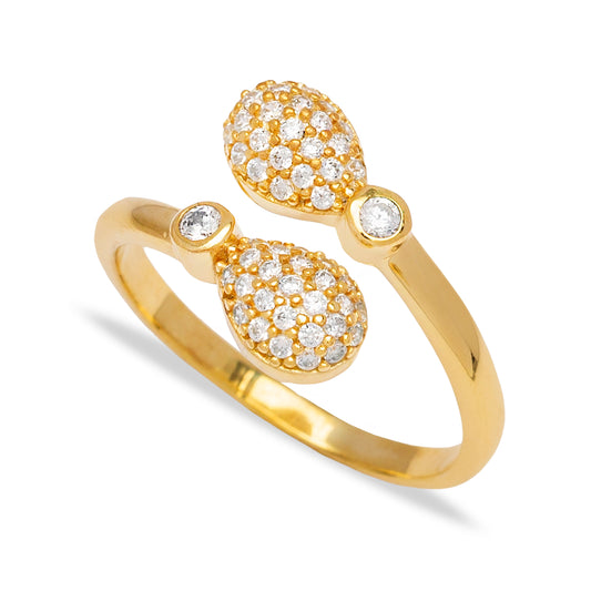 Drop Charm Design Zircon Stone Adjustable Ring