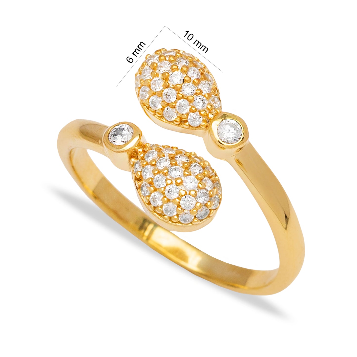 Drop Charm Design Zircon Stone Adjustable Ring