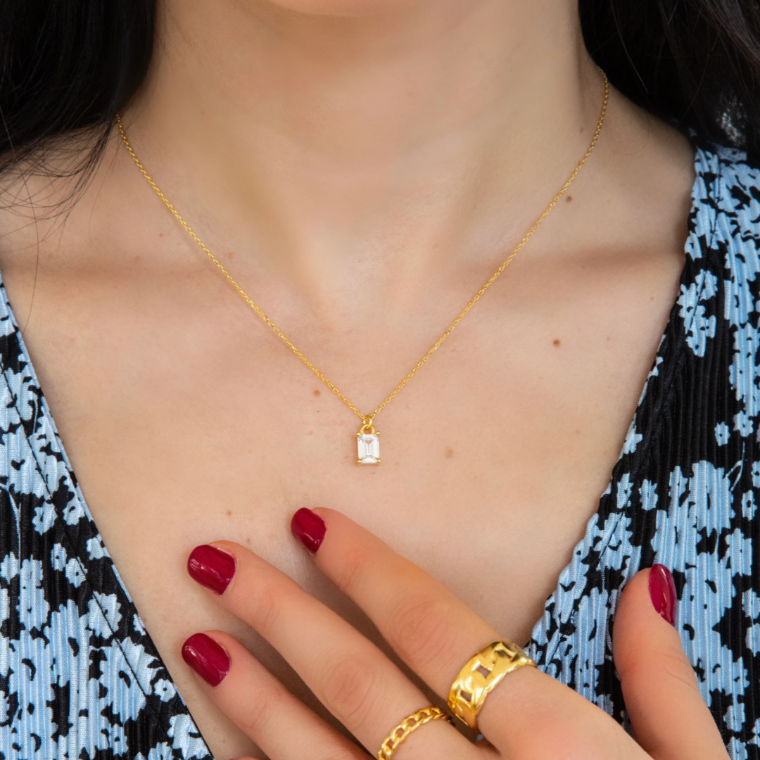 Square Shape Stone Necklace