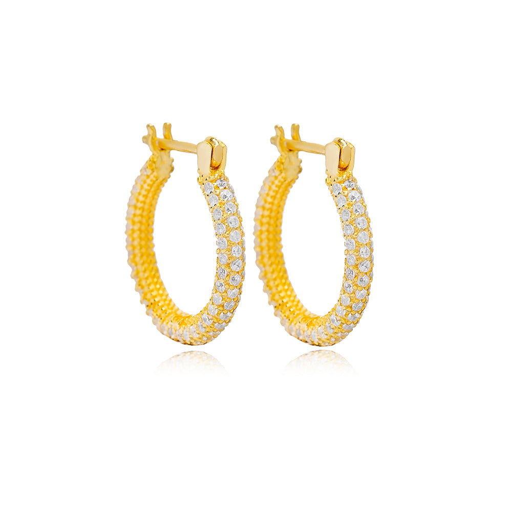 Elegant Zircon Stones Hoop Earrings 18 mm