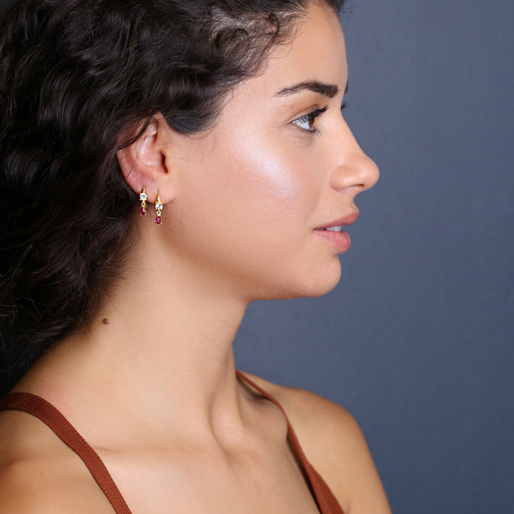 Ruby Zircon Stone Earrings