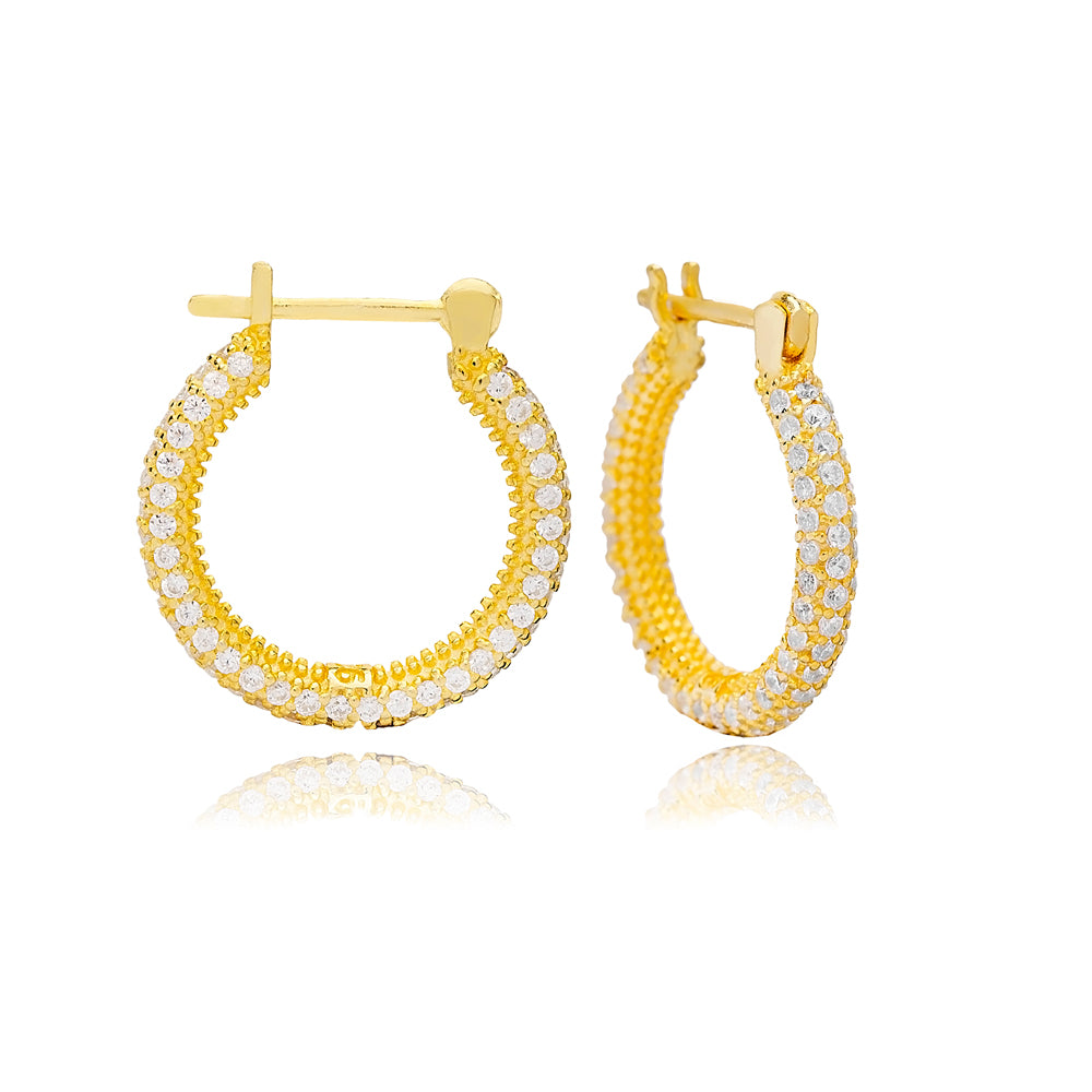Elegant Zircon Stones Hoop Earrings 18 mm
