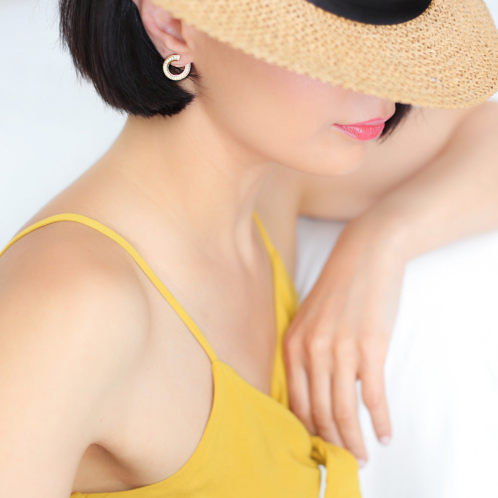 Hollow Design Zircon Stone Earring