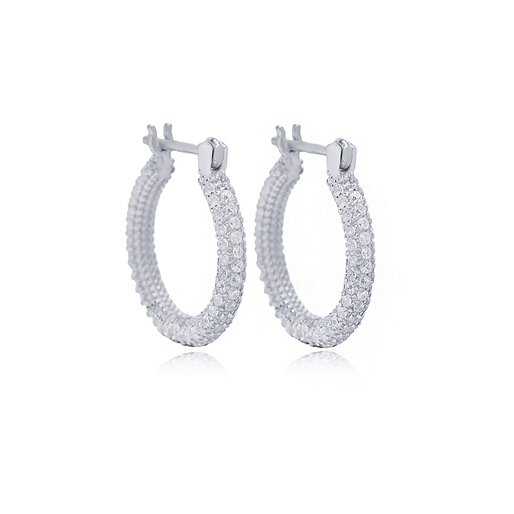 Elegant Zircon Stones Hoop Earrings 18 mm