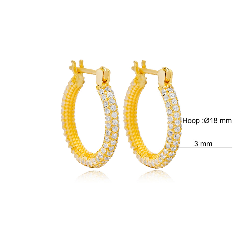 Elegant Zircon Stones Hoop Earrings 18 mm