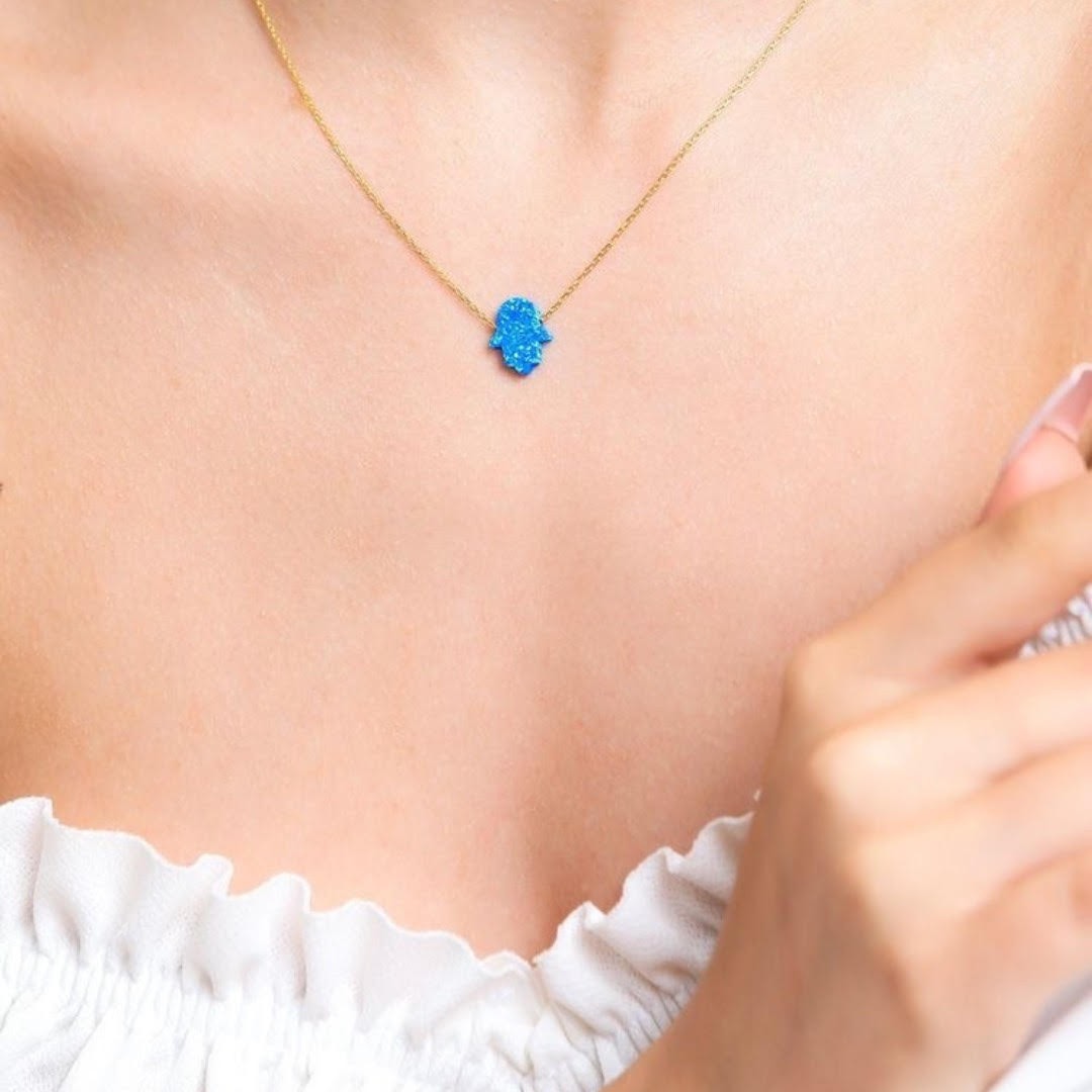 Opal Hamsa Necklace