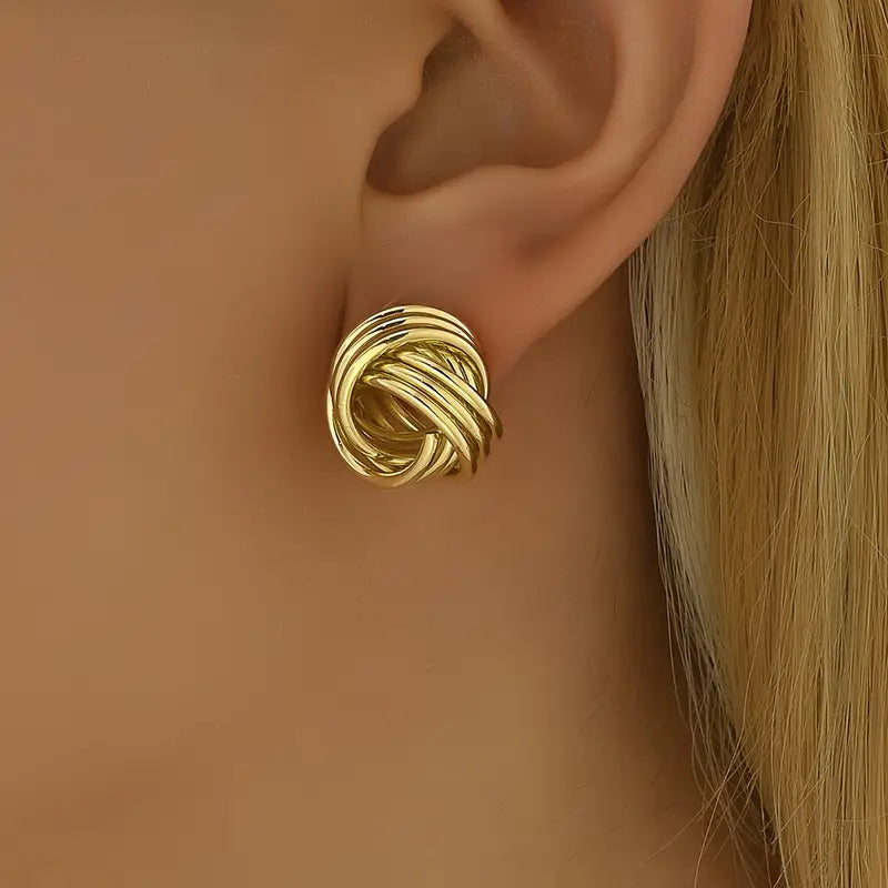 Twist Yarn Ball Shaped Earrings